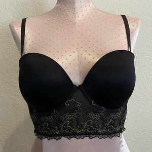 black bustier bra-lette with gold detailing